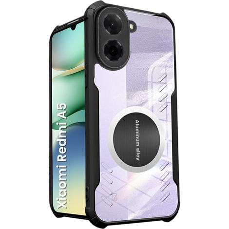 Funda para Xiaomi Redmi A5, con placa magnética, transparente/negra. (1/5)