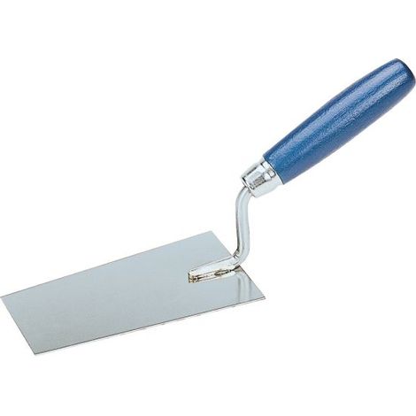 Truelle bernoise en inox - manche droit bleu en bois  140 mm