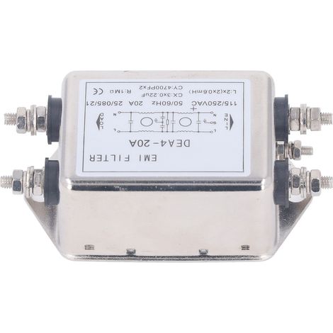 Filtre CEM Parasites Suppresseur 2 Pôles Monophasé AC 115V 250V 20A 50/60Hz (1/5)