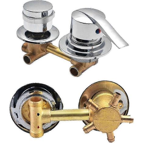 Robinet de douche en laiton à cinq voies avec inverseur fileté pour baignoire et cabine de douche, comprenant un robinet d'eau chaude et froide - 5 voies, 9 cm (1/5)