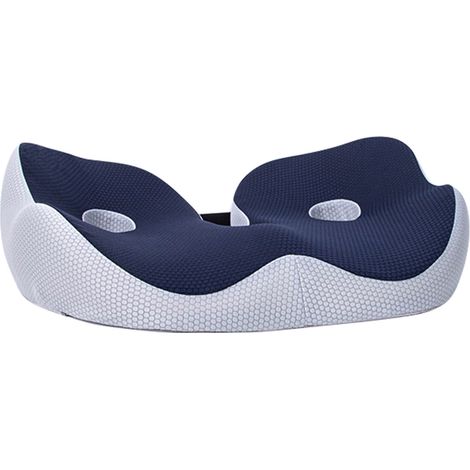 Seating Cushion Soft Comfortable Breathable Buckle Curved Chair Cushion for Office Working Dark Blue 48x39x14cm/18.9x15.4x5.5in(Approx.)