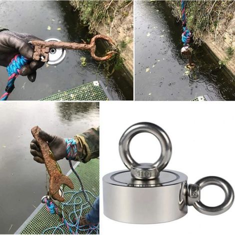 Aimant de Pêche Néodyme 67mm 300KG Outil de récupération+ Corde Tressé 10M (1/4)