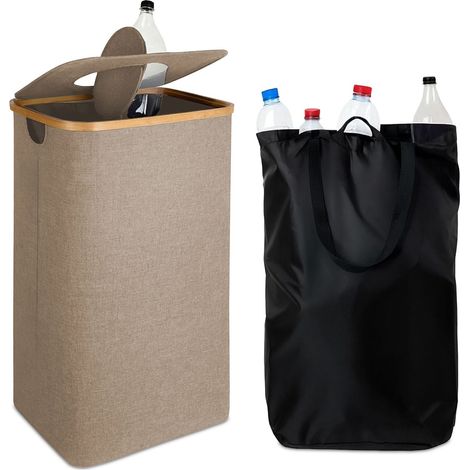 Recolector de botellas con tapa, capacidad de 100 L, bolsa extraíble