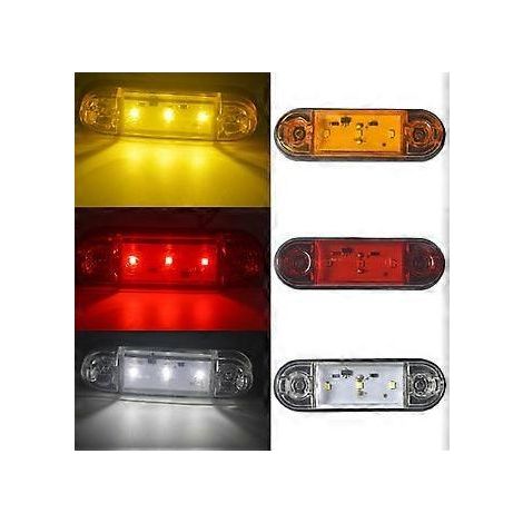 Lot de 10 feux de position latéraux à 3 LED jaunes pour remorque automobile, avec clignotants intégrés. (1/3)