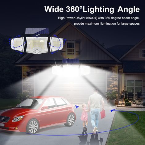 Outdoor Solar Wall Light with Remote Control, 199 LEDs, IP65 Waterproof, Motion Sensor (1/4)