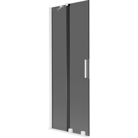 Mexen Velar Badewannenfaltwand 2-flügelig verschiebbar 70 x 150 cm, grafit, weiß - 896-070-000-41-20 (1/2)