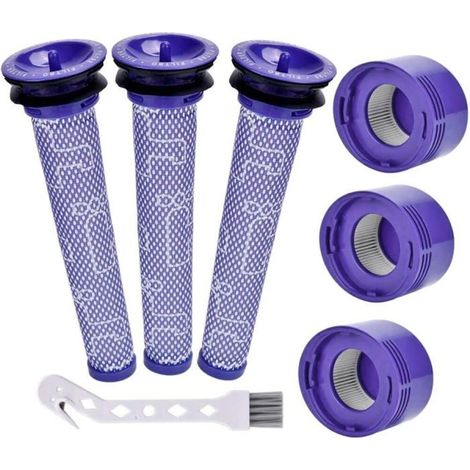 Pré et post filtre pour Dyson V6/7/8 7 parties Bleu (1/4)