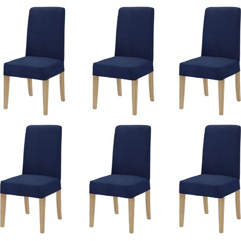 Coppia di coprisedia con schienale in tessuto elasticizzato antimacchia in 10 colori Vestisedia Blu - 6 pezzi