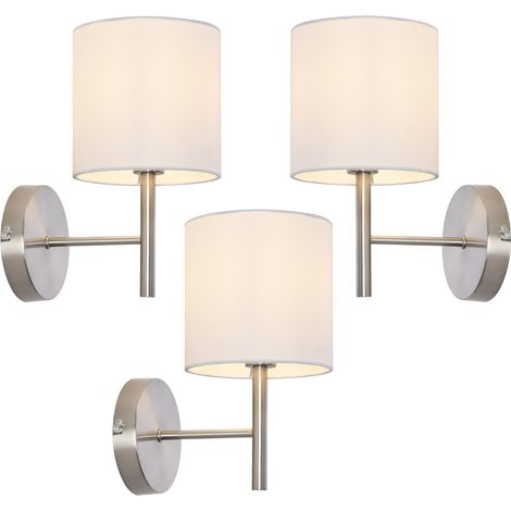 Lot de 3 appliques murales E14 argent blanc (1/5)