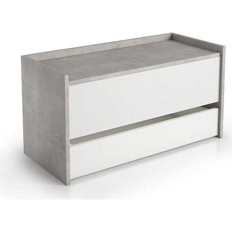 Baúl Contenedor De Hormigón Con 1 Cajón Blanco