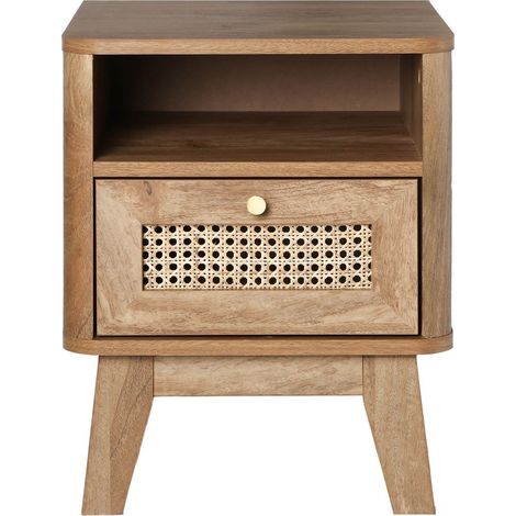 CALICOSY - Chevet 1 Tiroir Façade Rotin et 1 Niche L39 cm - PALMO