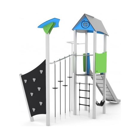 Torre Completa Di Scivolo Con Pista In Acciaio Inox E Fianchi In Polietilene H220 cm