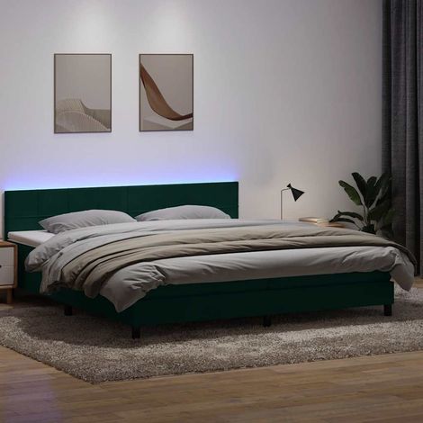 Boxspringbett mit Matratze & LED Dunkelgrün 180x220 cm Samt (1/5)