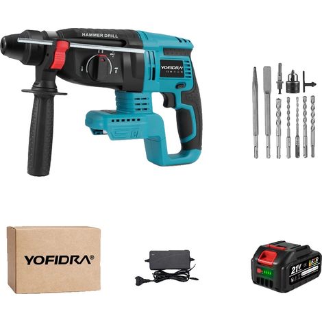 Marteau rotatif, moteur sans balais, design sans fil, 1 Ensemble de Batteries-D (1/2)