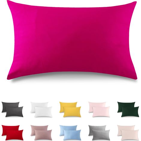 Set of 2 Taie Oreiller 40x80 cm, 100% Coton, Taie d'oreiller avec Fermeture éclair Très Douce, Convient Aux Personnes Souffrant D'allergies, Rose (1/5)