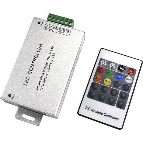 20-key RF controller with aluminum housing, 5-24V LED strip controller.