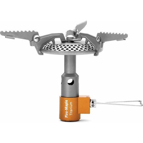 Réchaud de Camping, Mini Réchaud Gaz Portable et Pliable en Titane avec Allumage Piézo Réchaud Randonnée Outdoor Pique-Nique Ultra-léger 2300W FMS-116T (1/5)