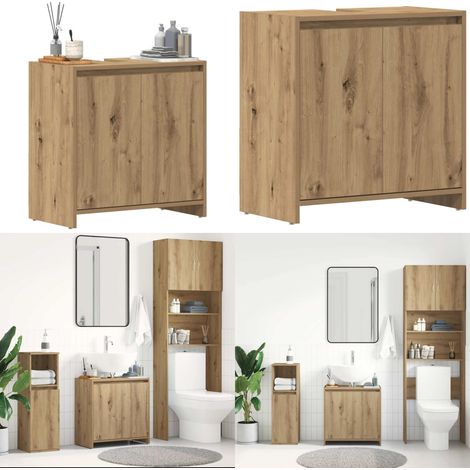vidaXL Armoire lavabo de salle de bain chêne artisanal 60x33x60 cm (1/5)
