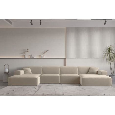 Wohnlandschaft U-Form CELES PREMIUM in Stoff Opera Velvet Beige (1/2)