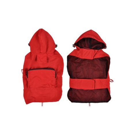 Imperméable avec capuche et poche pour animaux - Rouge - Taille L (40 cm) - Livraison gratuite (1/3)