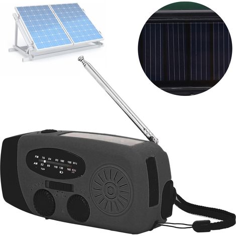 Radio solaire à manivelle, radio solaire multifonctionnelle, lampe torche à manivelle pour la prévention des catastrophes, style japonais noir (1/5)