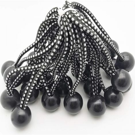 25pcs Tendeur Elastique Caoutchouc Professionnel Avec Boule (Noir 250 Mm) Pour Tentes, Bâches, Affiches. Tendeur Bâche, Sangle Élastique, Support De Bâche, Caoutchouc De Bâche, Tendeur Caoutchou