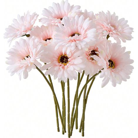 12 marguerites africaines artificielles : fleurs de marguerite africaine en soie, marguerites Gerbera artificielles, tournesols artificiels en vrac (1/5)