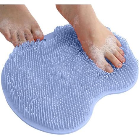 Duschmatte für die Füße mit rutschfesten Saugnäpfen, Fuß- und Rückenmassagekissen, Duschmatte für Füße und Rücken für Damen und Herren (Blau) (1/5)