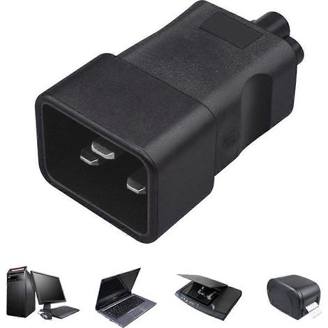 Convertisseur de prise secteur IEC320 C20 vers C5, adaptateur mâle-femelle 3 broches 16 A JD65 (1/4)