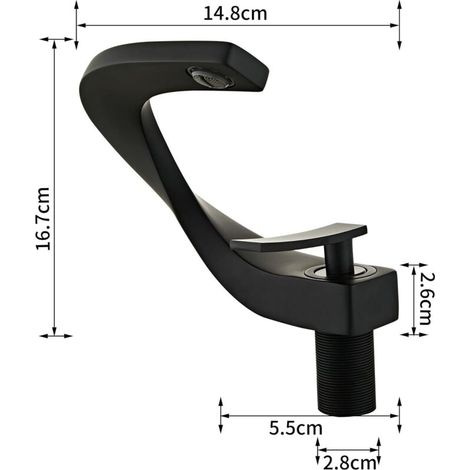 Rubinetto da bagno nero, miscelatore per lavabo dal design elegante, rubinetto a foro singolo (1/3)
