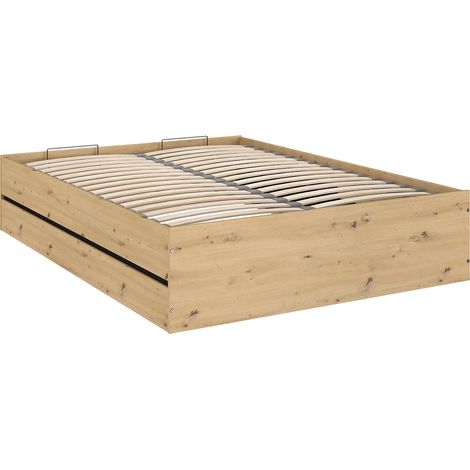 Letto con contenitore 140 x 190 cm Naturale e Nero - LUDARO (1/5)