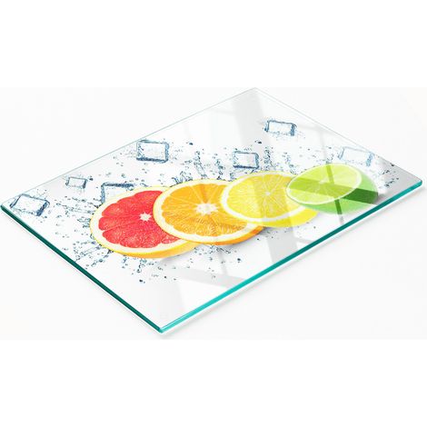 Tabla de vidrio decorativa multifuncional para cocina con diseño de cítricos, 80x52 cm (1/5)