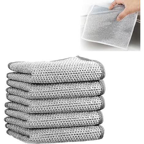 Lot de 10 torchons multifonctionnels en acier neufs, ne rayent pas les surfaces. (1/5)