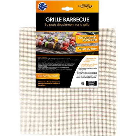 Grille de barbecue rectangulaire découpable et lavable – Antiadhésive en fibres de verre – Compatible avec planchas et barbecues – Lave-vaisselle – Plein Air