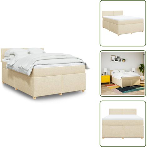vidaXL Boxspringbett mit Matratze Creme 160x200 cm Stoff (1/5)