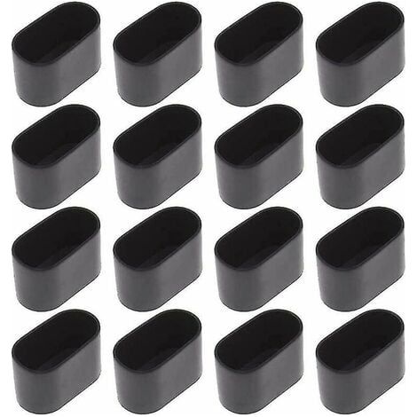 16 embouts ovales pour table et chaise, 15 x 30 mm, Noir (1/5)
