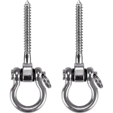 Crochets à vis inox 304 pivotants 180° - charge 900 kg, 2 pièces pour hamac/balançoire, intérieur/extérieur (1/5)
