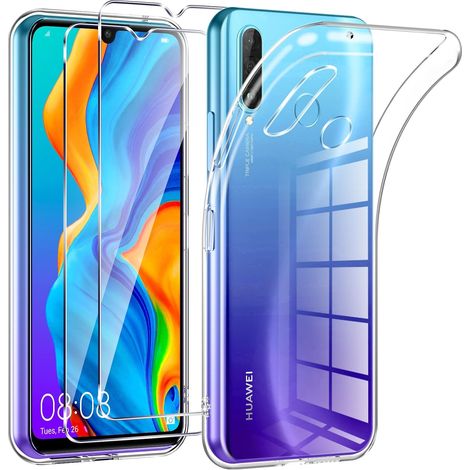 Coque pour Huawei P30 Lite avec 2 Pièces Protection Écran en Verre Trempé,Ultra Transparente Silicone en Gel TPU Souple pour Huawei P30 Lite Couqe,Antichoc Anti-Jaune Etui Bumper (1/5)