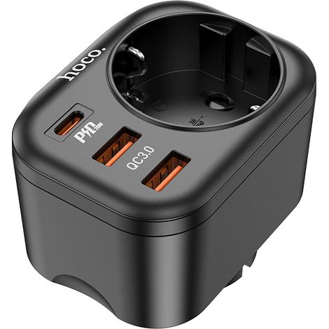 Adaptateur de prise France vers États-Unis avec 2 adaptateurs USB plus typ-c US, adaptateur US pour Canada Mexique Thaïlande dominicaine, adaptateur de prise US pour hôtel, bureau, prise Canada, noir (1/4)