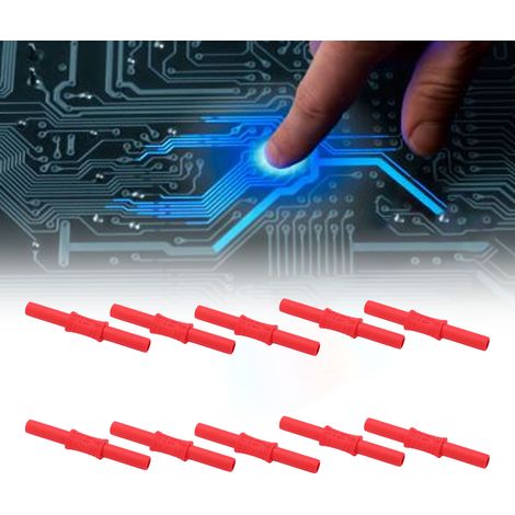Adaptateur J.20009 POV Fiche banane 4 mm femelle-femelle, court-circuit, lot de 10, rouge (1/5)