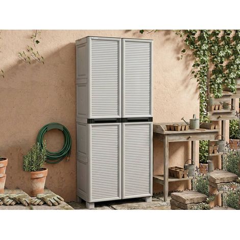 Dmora Mehrzweckschrank für den Außen und Innenbereich, 2 türiges mobiles 3 türiges Polypropylen, 100% Made in Italy, 70x39h172 cm, hellgraue Farbe (1/5)