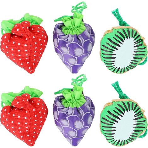 Sacs à fruits pliables , style aléatoire , lot de 6 , en nylon , réutilisables et lavables , forme ,
