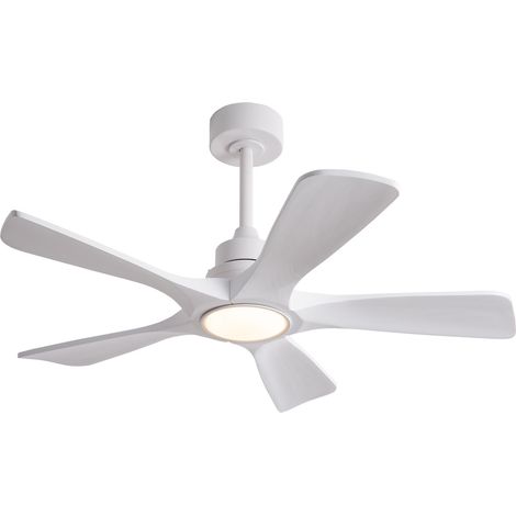 LED-Deckenventilator 106 cm aus Metall und Holz, weiß, Fernbedienung – MEUBLIV (1/5)