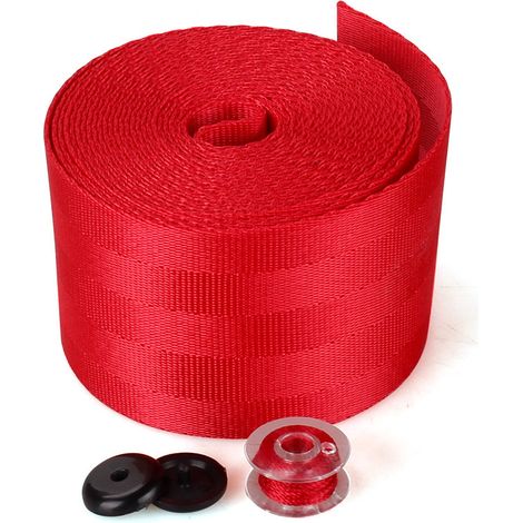 3.6M Car and Truck Seat Belt Webbing, Retractable Seat Belt Straps, Red (1/4)