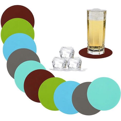 Dessous de verre rond lisse en silicone souple, antidérapant, pour hôtels et meubles - Modèle 2 (1/5)