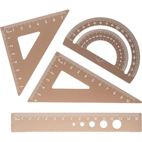 Ensemble de 4 règles mathématiques en aluminium durable, avec (1/5)