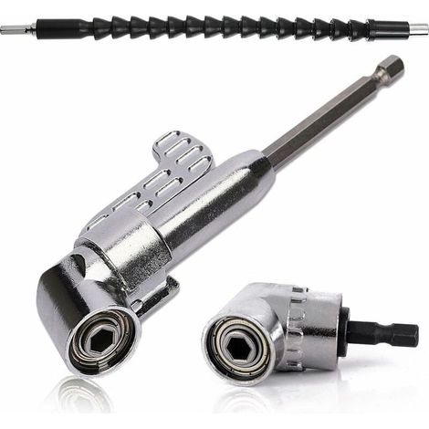 Adaptateur De Tournevis À Angle Droit 105° - Extension Flexible 30 Cm - Pour Perceuse Et Visseuse Électrique - Alésage Hexagonal 1/4 Pouces - Lot De 3 Pièces