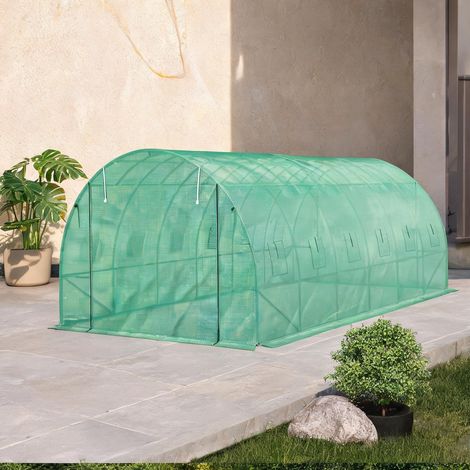 Serre tunnel en acier avec bâche plastique verte en plastique (1/5)