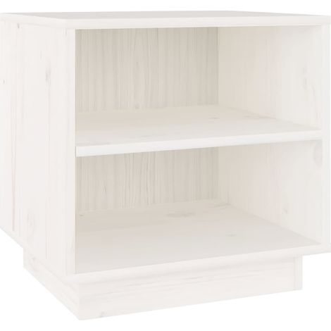 Mesita de noche con compartimento para baldas 40 x 34 x 40 cm madera de pino blanco DEC033347
