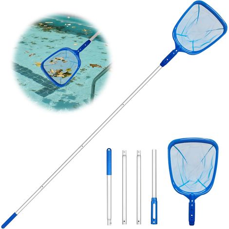 Épuisette Piscine 185 cm avec Manche Télescopique Filet Piscine Maille Fine Nettoyeur de Surface pour Feuilles et Insectes Accessoire pour Piscine Spa Étang et Fontaine (1/5)
